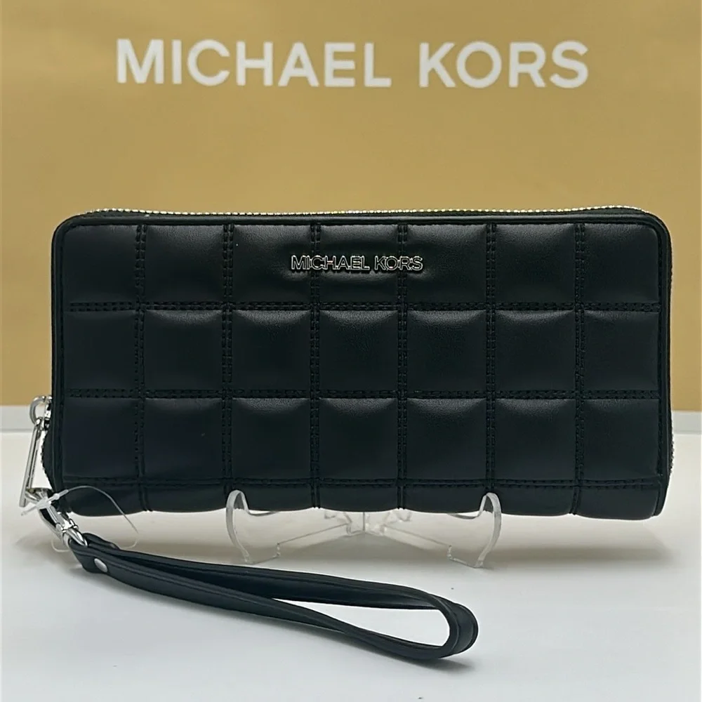 MICHAEL KORS Continental Wristlet Phone Case Wallet Black  NWT